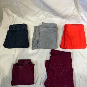 Girls S/M/L Leggings Lot of 5 colorful solids, stretch waistband mixed bundle!